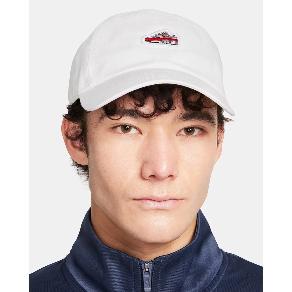 Nike UNISEX SMALL/MEDIUM Club Unstructured "Air Max 1"‎ Cap Hat in White/Red